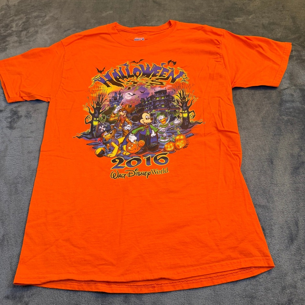 Disney World 2016 Halloween Orange Mickey Donald Goofy T Shirt Men's Medium